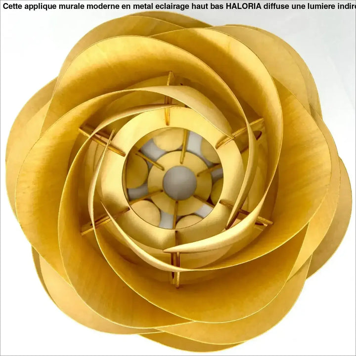 Suspension moderne en bois forme fleur style naturel