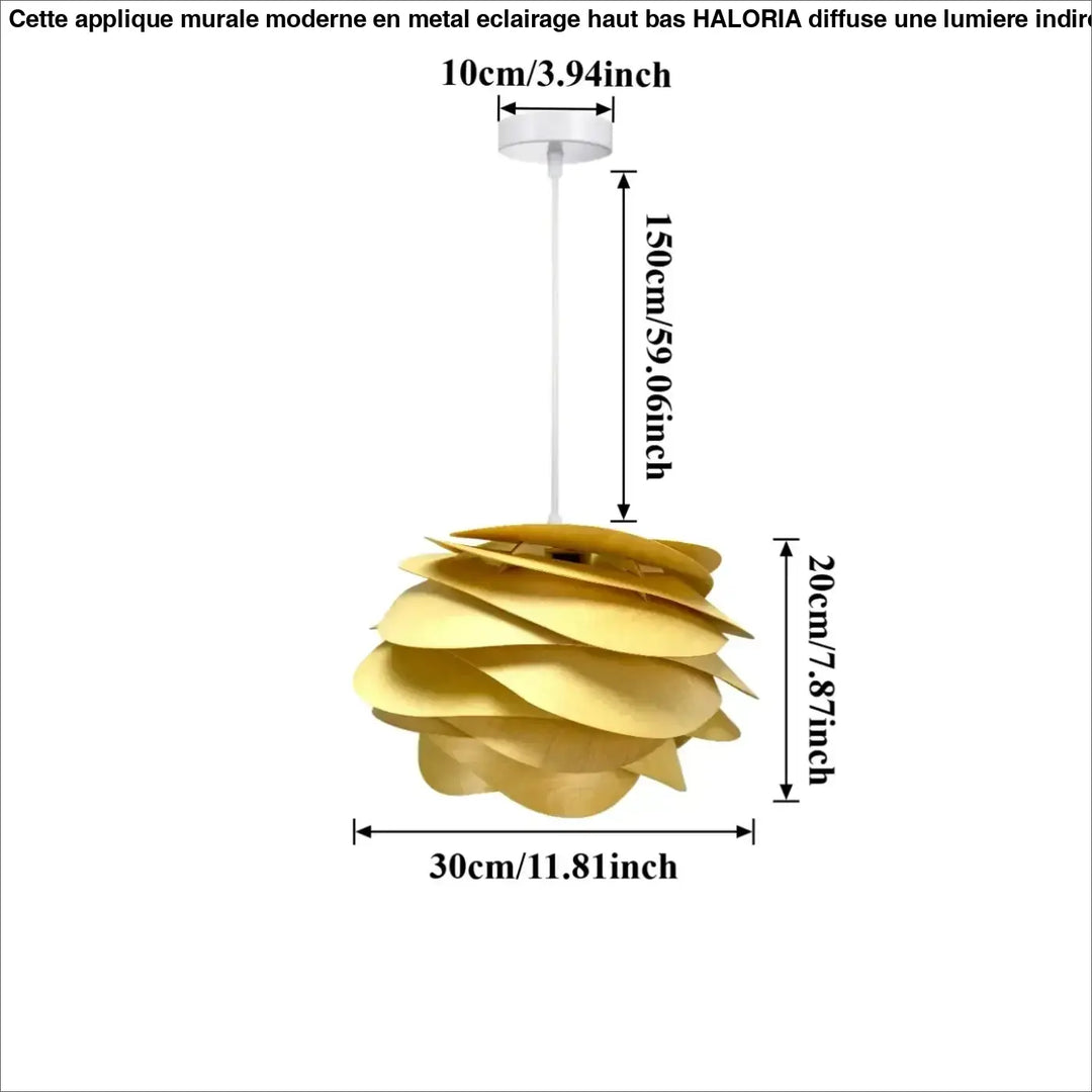 Suspension moderne en bois forme fleur style naturel