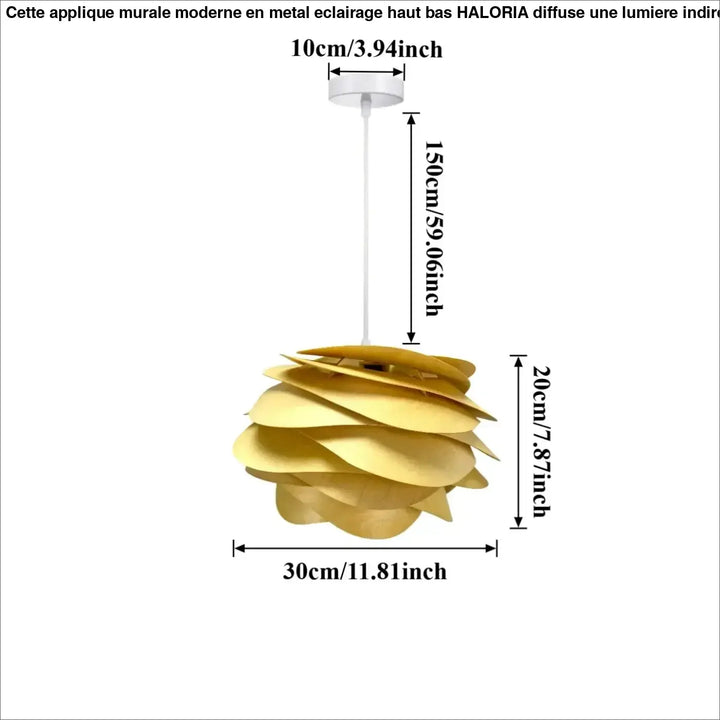 Suspension moderne en bois forme fleur style naturel
