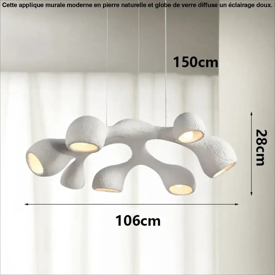 Suspension luminaire contemporain effet travertin style naturel