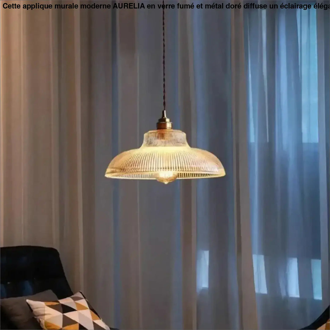 Suspension luminaire style art déco en verre vert ou ambre chic