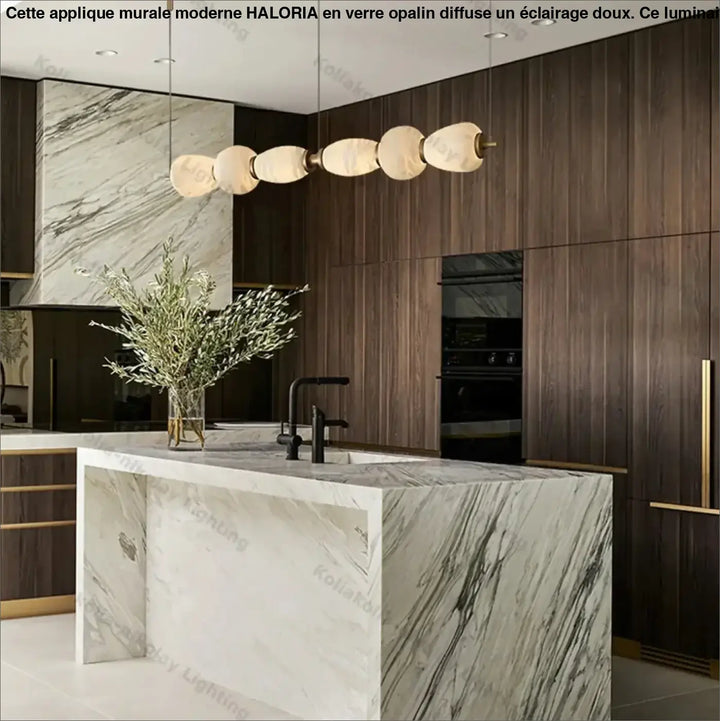 Suspension luminaire linéaire en verre opalin design moderne