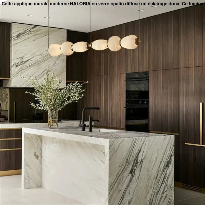 Suspension luminaire linéaire en verre opalin design moderne