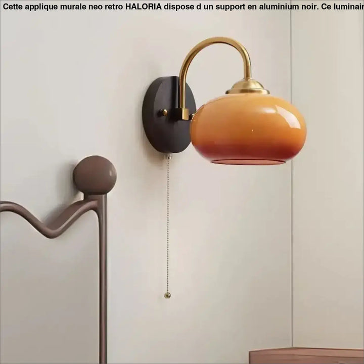 Applique murale néo rétro avec support en aluminium noir


