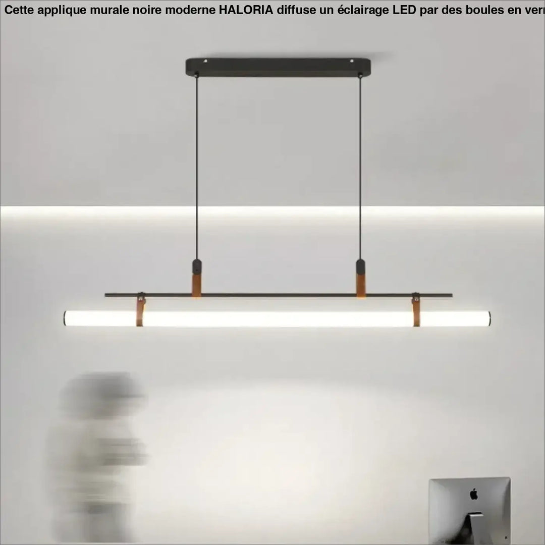 Modern LED Long Tube Chandelier Kitchen Table Dining Room Office Cafe Black Gold Leather Acrylic Pendant Light Indoor