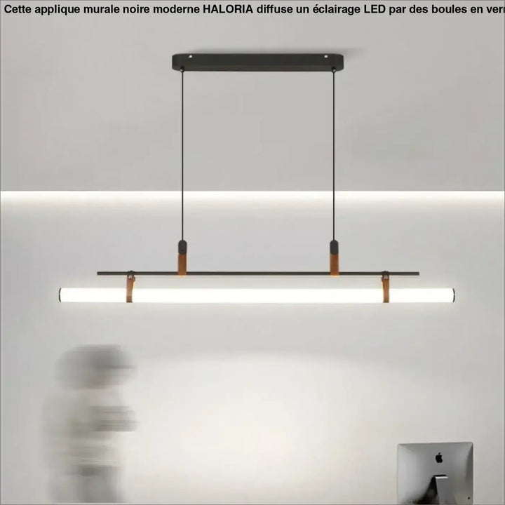 Modern LED Long Tube Chandelier Kitchen Table Dining Room Office Cafe Black Gold Leather Acrylic Pendant Light Indoor