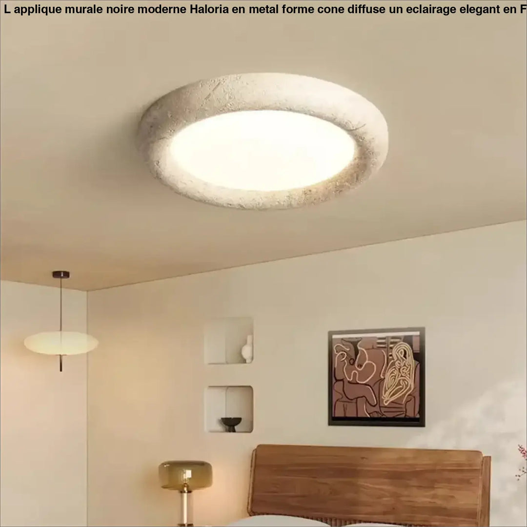 Plafonnier En Feutre Naturel Avec Diffuseur LED Rond


