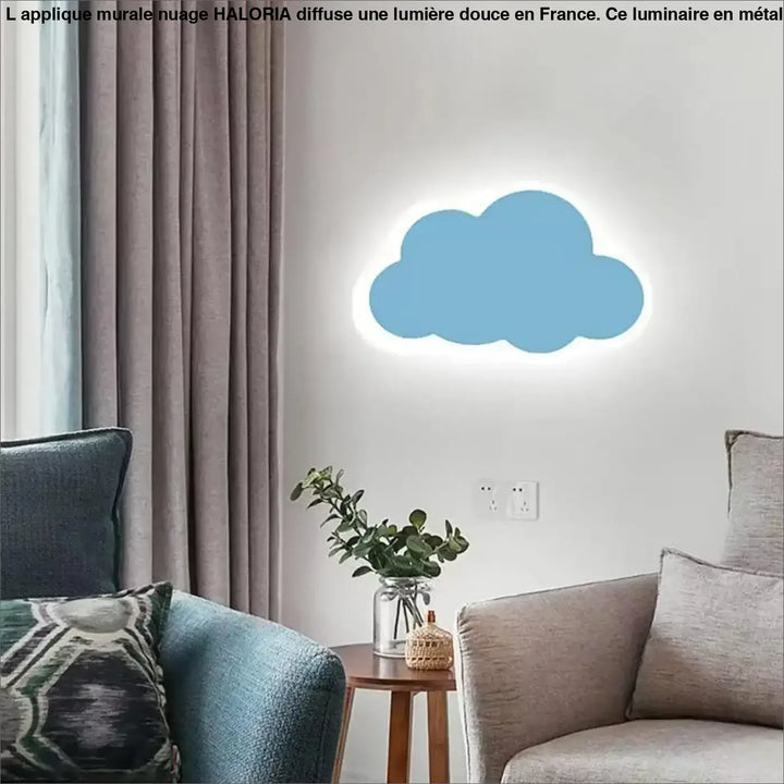 Applique murale nuage bleue haloria avec contour led doux éclatant pour éclairage décoratif mural