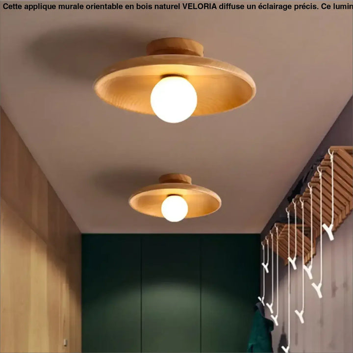 Plafonnier design bois led moderne éclairage naturel