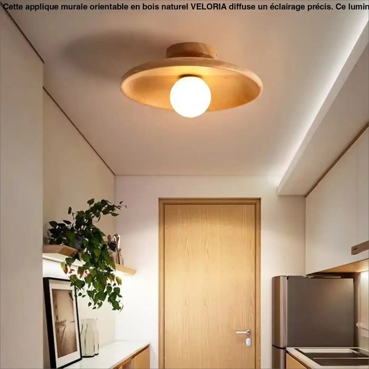 Plafonnier design bois led moderne éclairage naturel