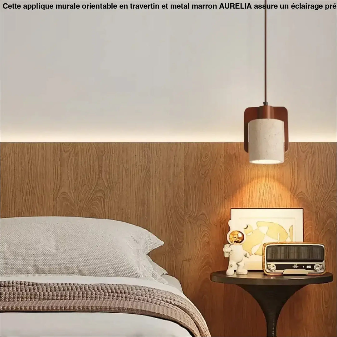 Suspension luminaire travertin design minimaliste naturel