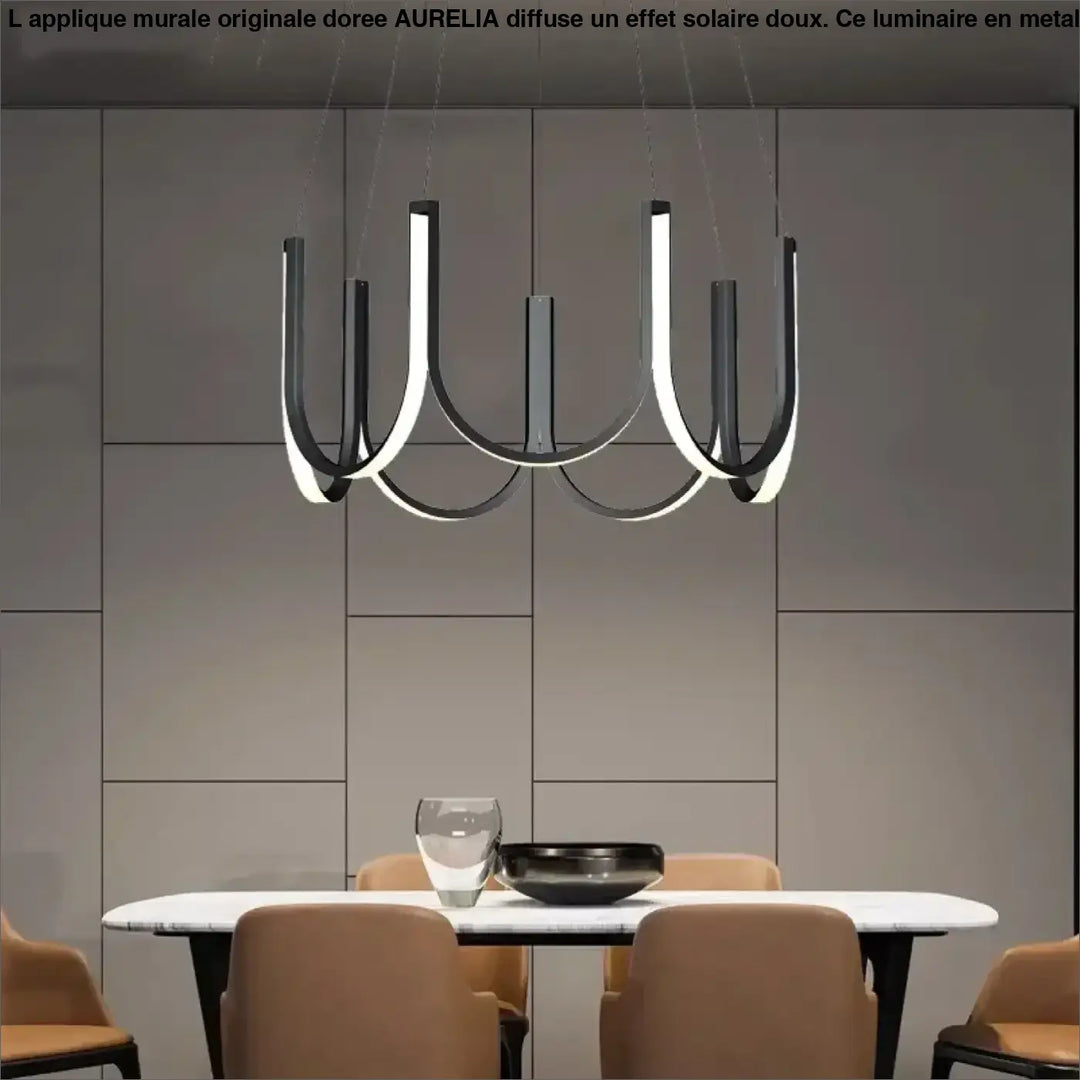 Suspension Moderne Noire Et Dorée En Forme D’Arche Lumineuse