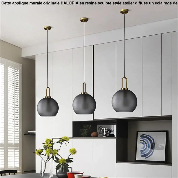 Suspension luminaire moderne en verre fumé au style design