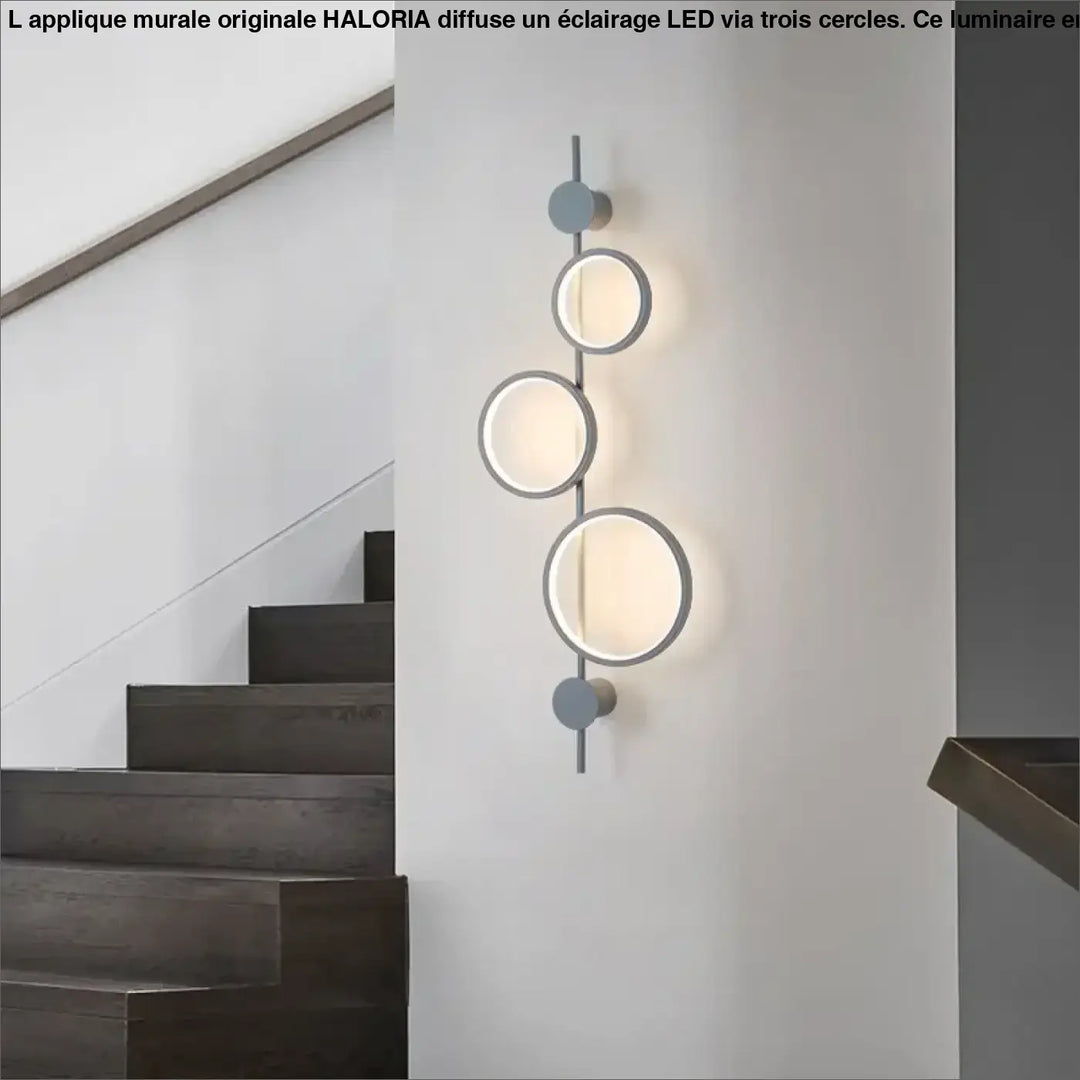 Applique Murale Originale Noir Ou Grise Avec 3 Cercles En LED Élégante