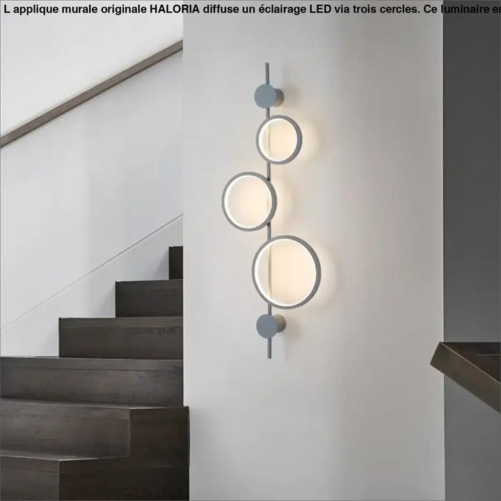 Applique Murale Originale Noir Ou Grise Avec 3 Cercles En LED Élégante
