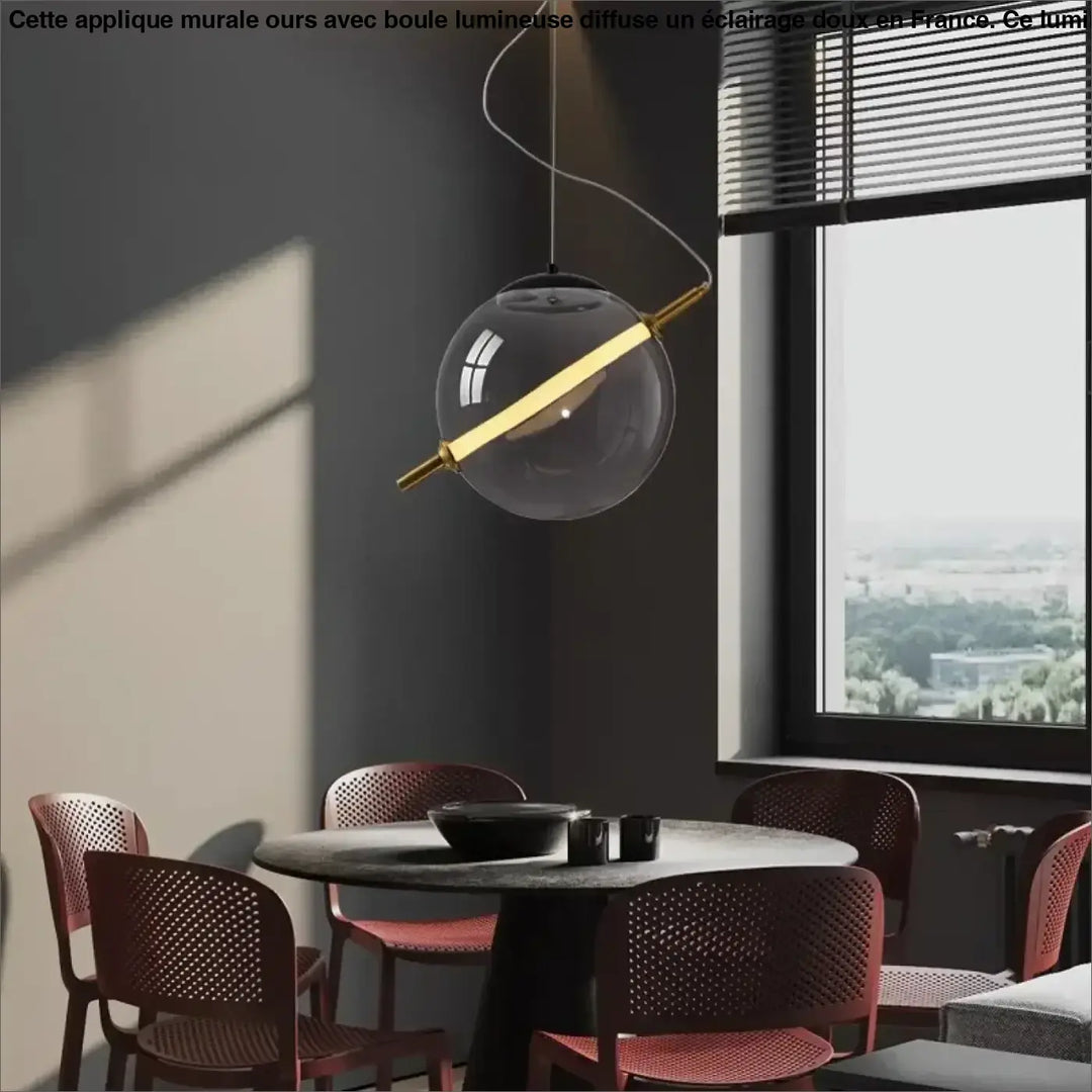 Suspension Luminaire Moderne Design Doré Avec Globe Transparent
