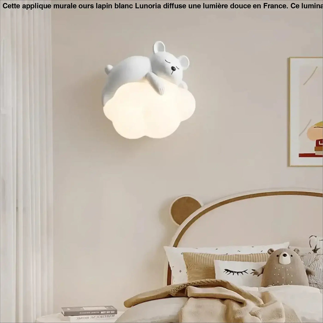 Applique Murale Ours Blanc Pour Chambre D’Enfant Sur Nuage