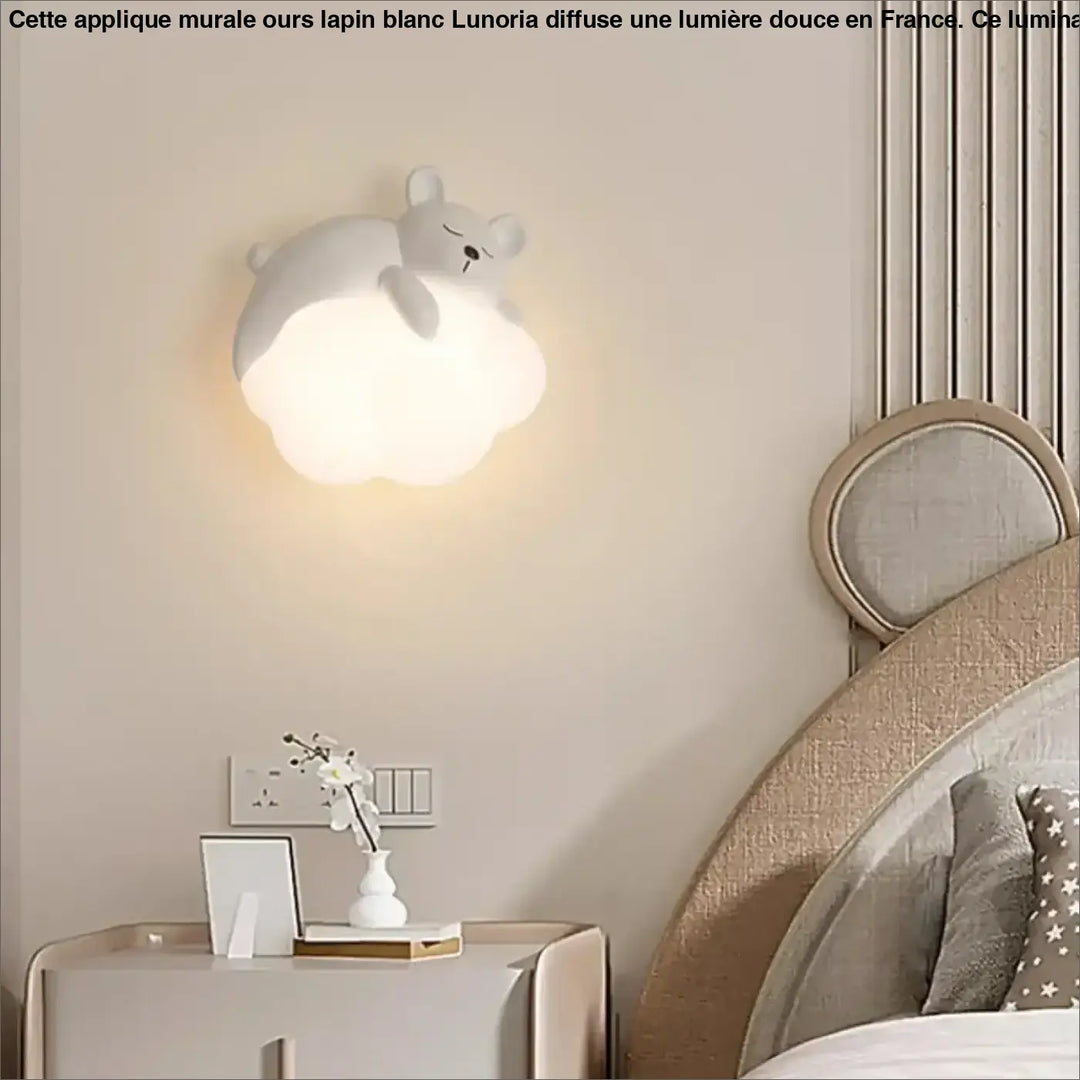 Applique Murale Ours Blanc Pour Chambre D’Enfant Sur Nuage