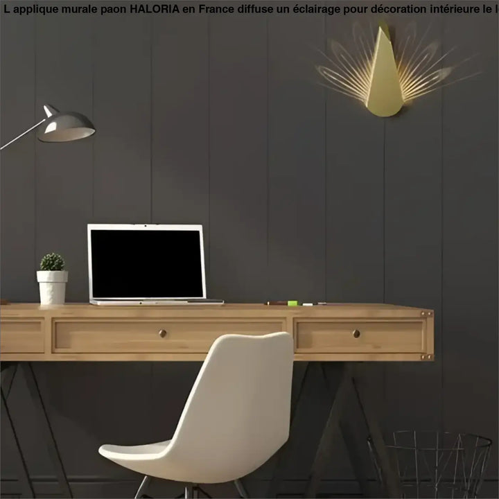 Applique Murale Paon en Aluminium Noir ou Doré