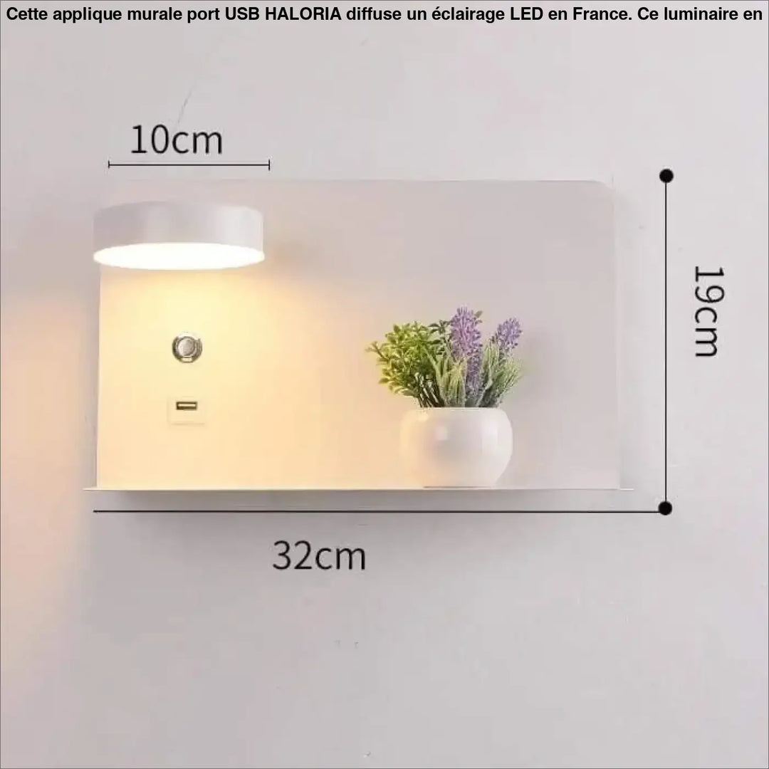 Applique Murale Port USB en Aluminium et Verre Noir ou Blanc