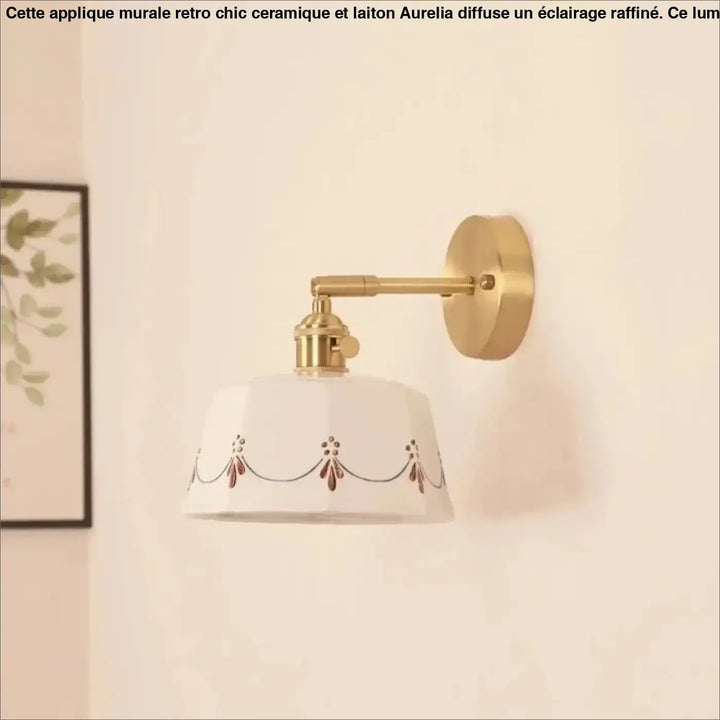 Applique murale rétro chic céramique motif et laiton