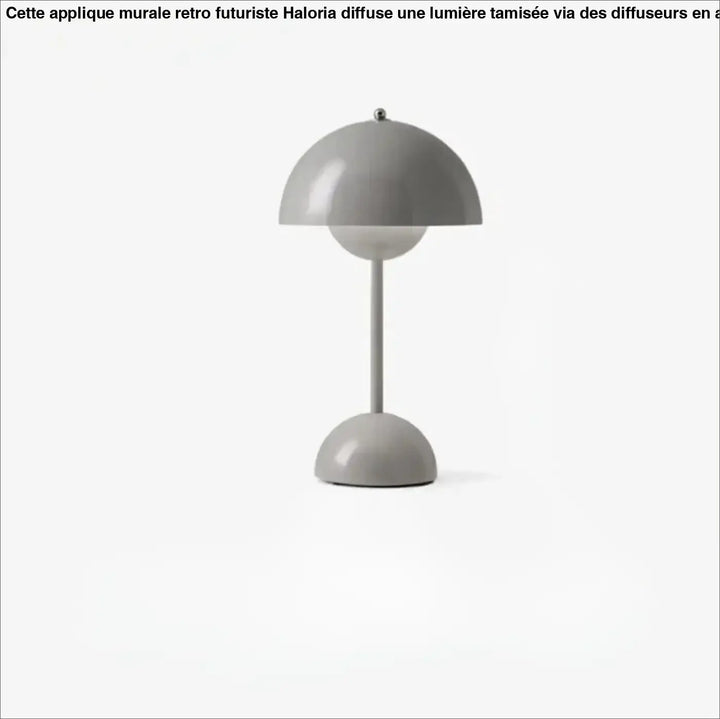 Lampe de table kopel en métal gris avec diffuseur sphérique lumineux en forme de dôme fleur