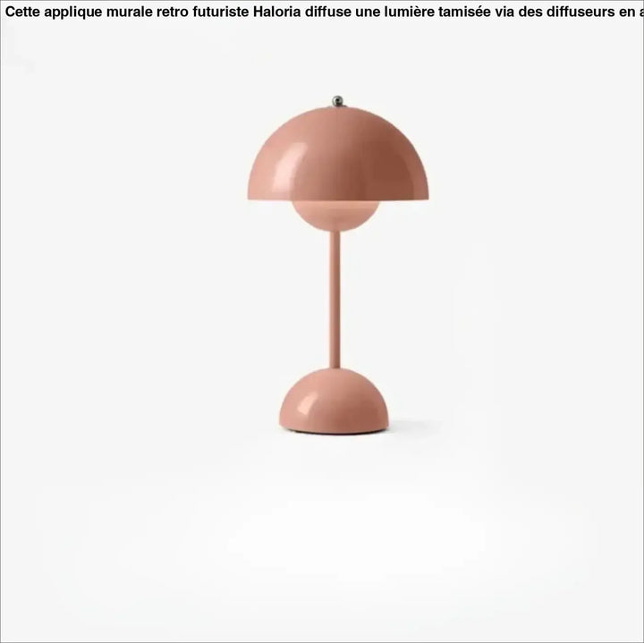 Lampe de table kopel en rose gold mat avec diffuseur sphérique lumineux et design floral élégant