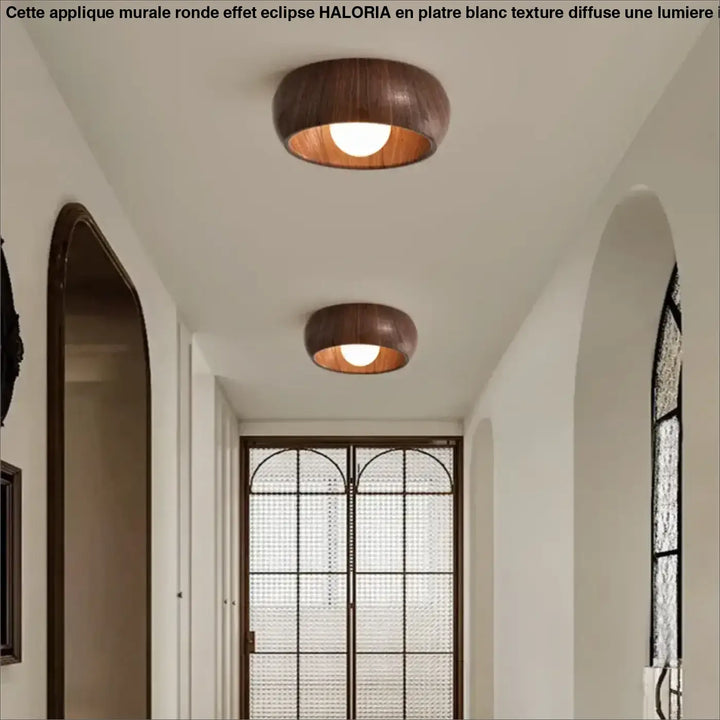 Plafonnier Rond En Bois Clair Et Foncé Pour Couloir

