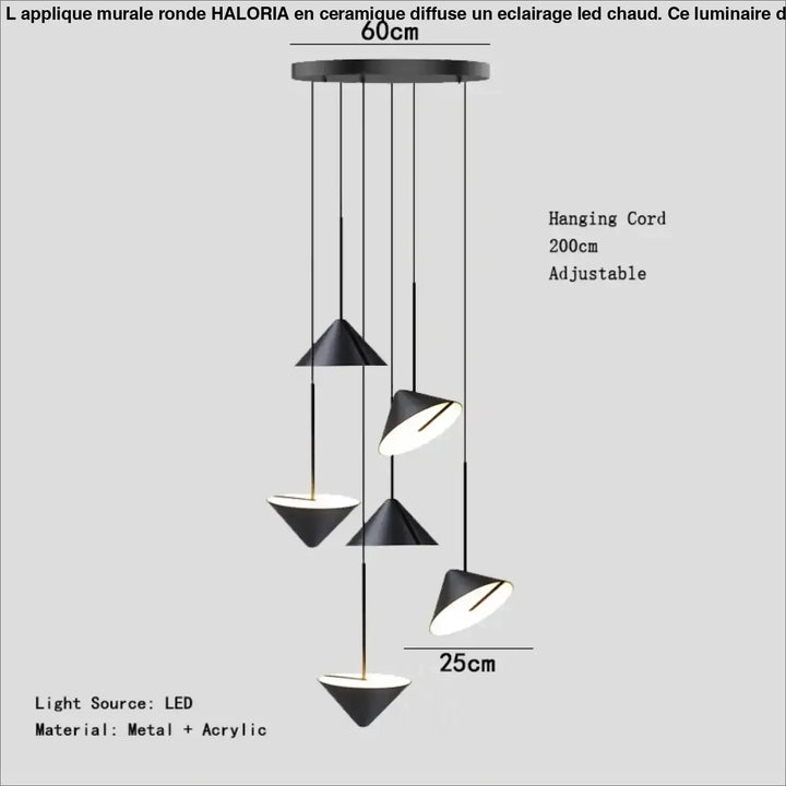 Suspension led acrylique moderne éclairage style design