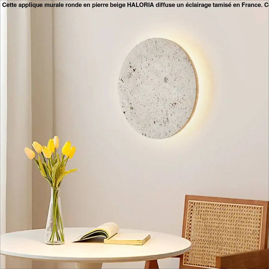 Applique Murale Ronde En Pierre Beige Au Design Naturel