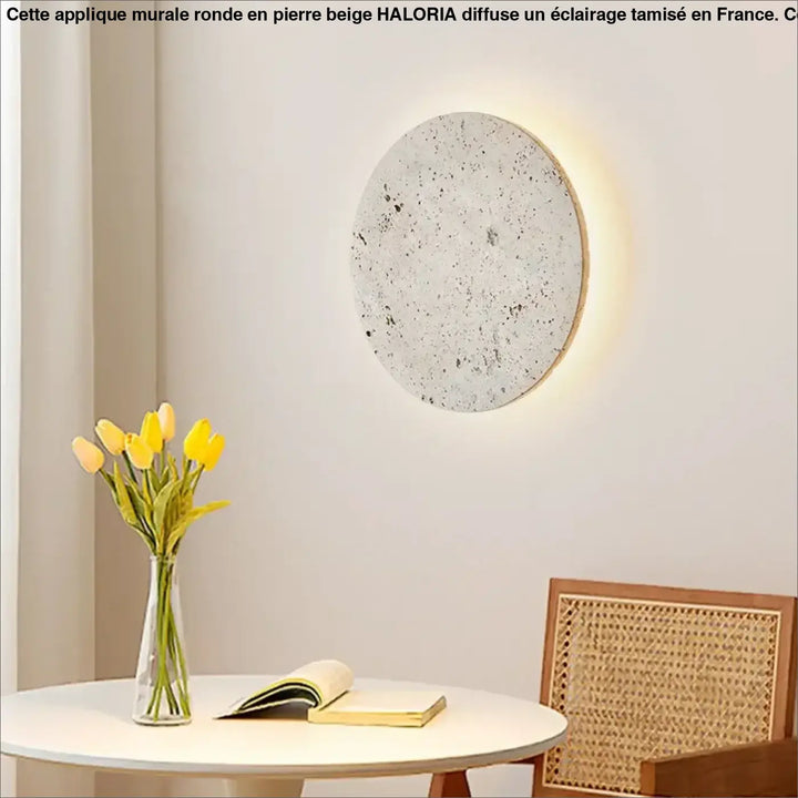 Applique Murale Ronde En Pierre Beige Au Design Naturel
