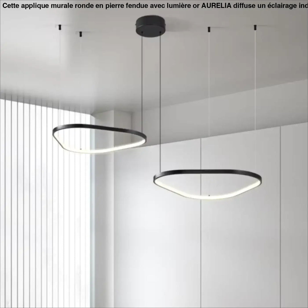 Suspension Led Design Anneaux Noirs Pour Salon Moderne


