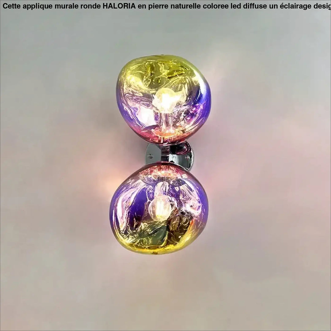 Applique Murale Double Globe En Verre Soufflé Coloré

