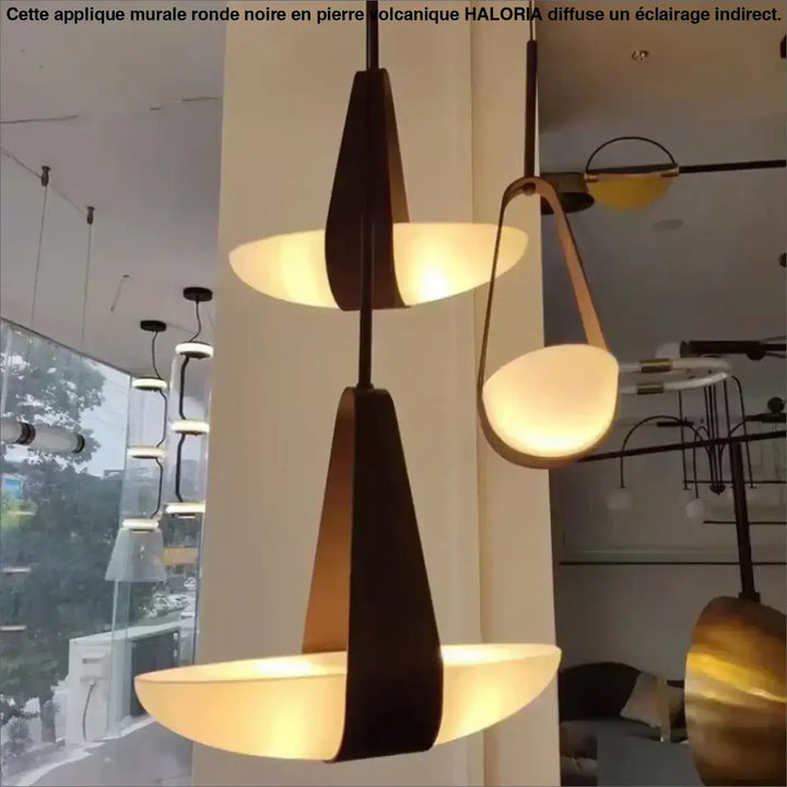 Suspension luminaire contemporaine noir en verre élégante