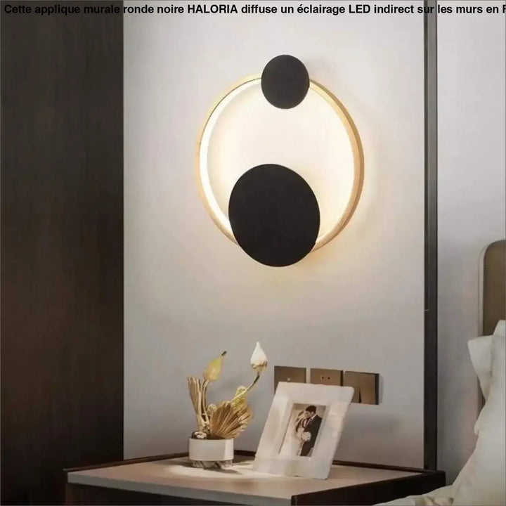 Applique Murale Ronde Noire En Acrylique Noir Et Or