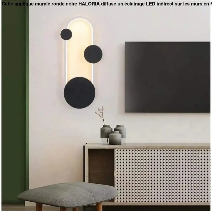 Applique Murale Ronde Noire En Acrylique Noir Et Or