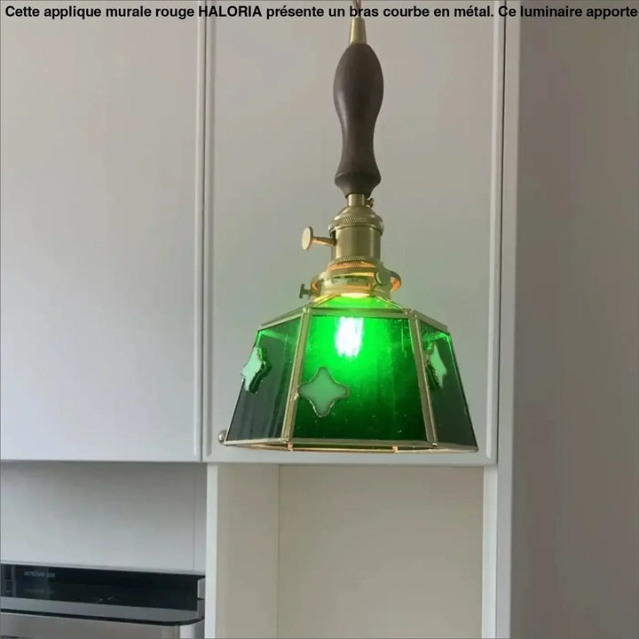 Suspension art déco verre vert cuivre design industriel chic