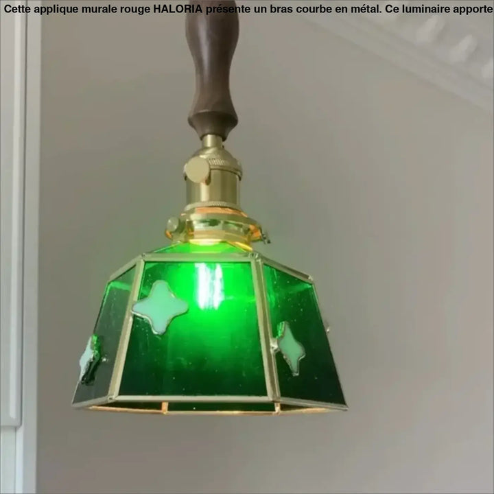 Suspension art déco verre vert cuivre design industriel chic
