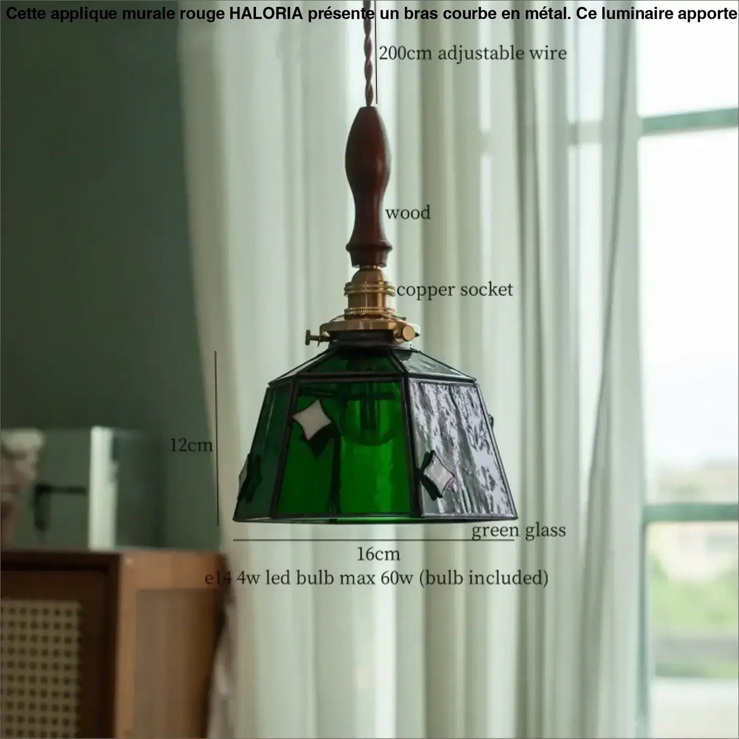 Suspension art déco verre vert cuivre design industriel chic