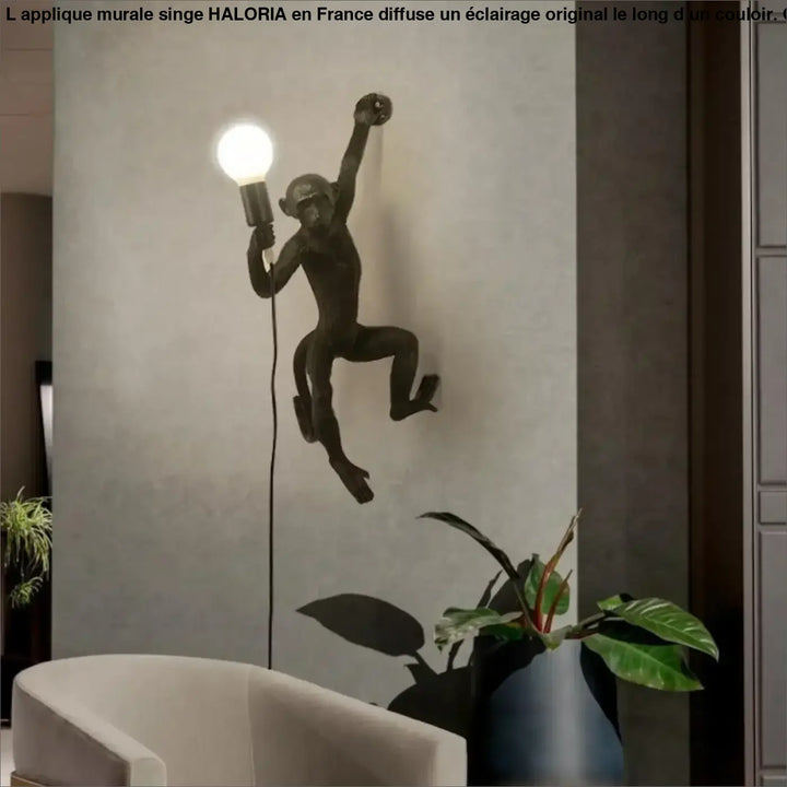 Applique murale singe bronze en forme de singe tenant une ampoule lumineuse pour éclairage décoratif