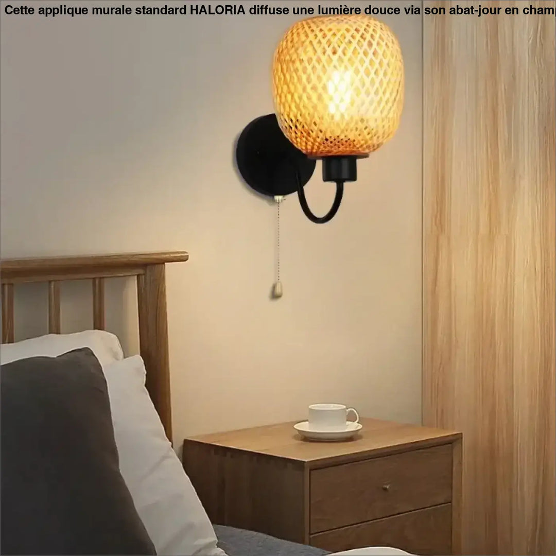 Applique Murale Tête De Lit En Rotin Naturel Et Noir