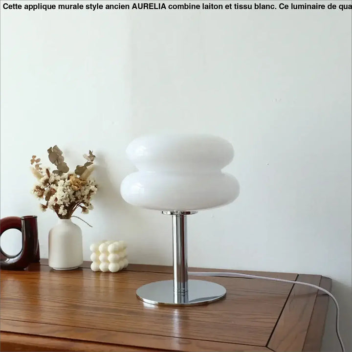 Lampe à poser contemporaine en verre et pied chromé moderne