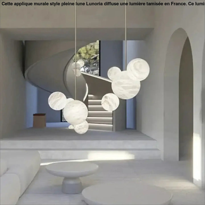 Suspension luminaire sculpturale en albâtre flottant