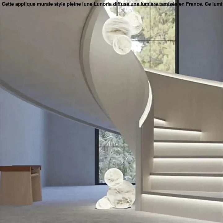 Suspension luminaire sculpturale en albâtre flottant