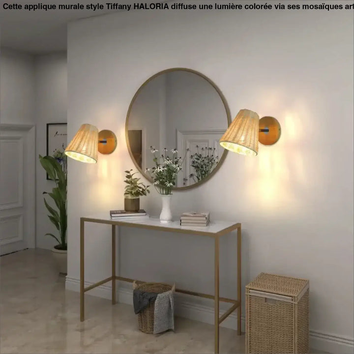Petite Applique Murale En Rotin Clair Pour Tête De Lit Moderne