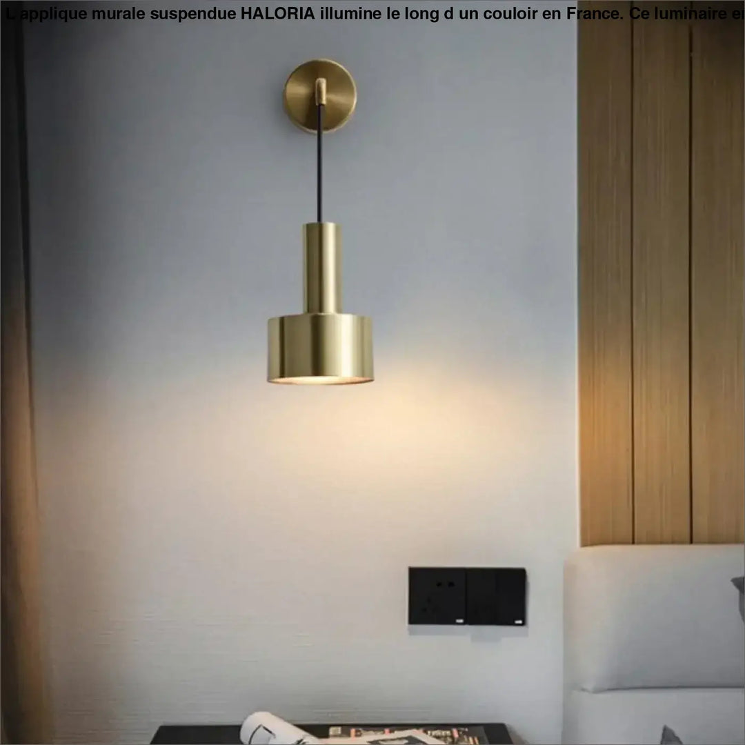 Applique murale suspendue haloria en laiton moderne avec abat-jour cylindrique et design minimaliste
