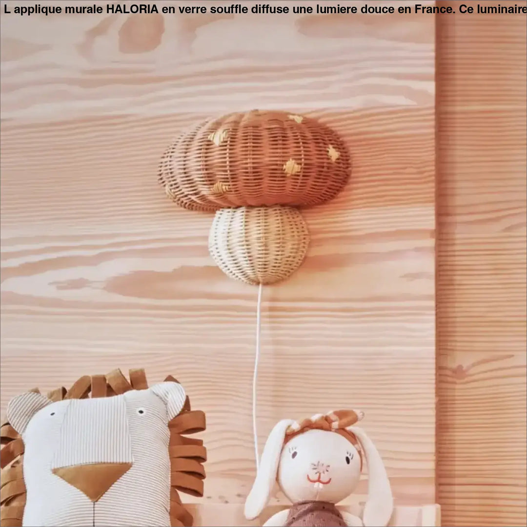 Applique Murale Champignon En Rotin Marron Naturel