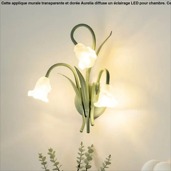 Applique murale bouquet de fleur à support vert

