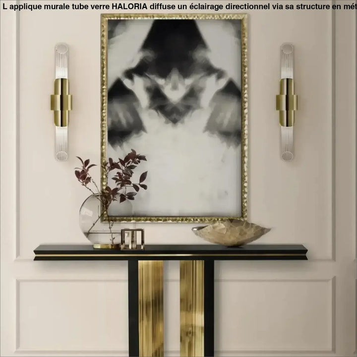 Applique Murale Tube Verre Aluminium Doré Élégante