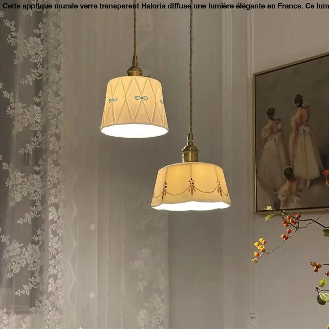 Suspension luminaire bohème en céramique décorative style naturel